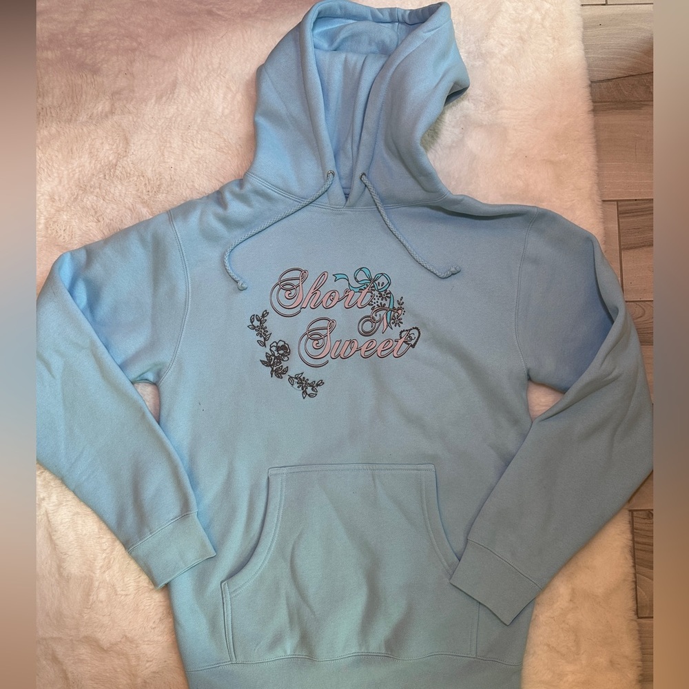 Sabrina Carpenter Short n Sweet Tour Sky Blue Hoodie - Small